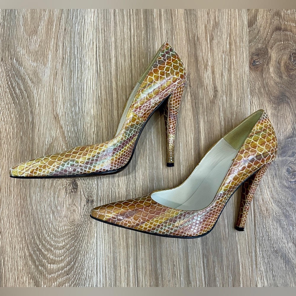 Stuart Weitzman Python Printed Stilettos Size 6.5 - image 4